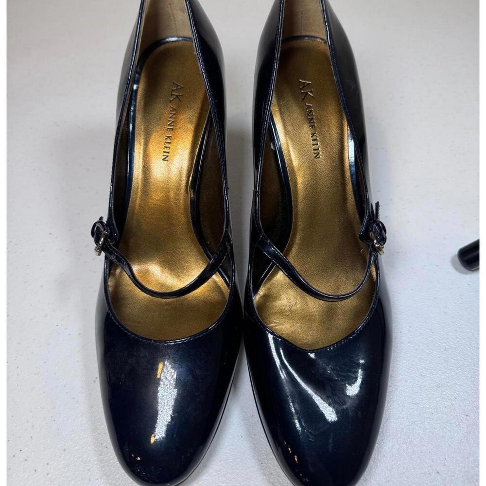 Elegant AK Anne Klein Navy Heels with Strap, size 10
